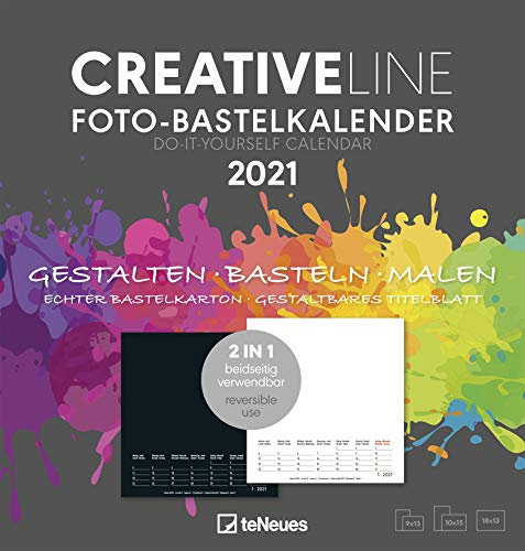 Foto- Bastelkalender 2 in 1 2021 - Kreativ-Kalender - DIY-Kalender - Kalender-zum-basteln - 21x22 - datiert: Gestalten, basteln, malen. Echter Bastelkarton. Gestaltbares Titelblatt