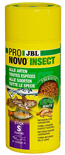 JBL PRONOVO Insect Stick, Futter für alle Aquarienfische von 3-10 cm, Fischfutter-Sticks, Klickdosierer, Größe S, 250 ml