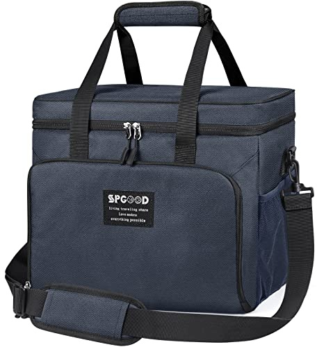 SPGOOD Kylväska 20 L/30 L/40 l termoväska picknickväska stor isolerad vikbar fryspåse varmhållningsväska lunchväska kylväska shoppingväska för strand/picknick/camping/BBQ, blå, 40L, modern