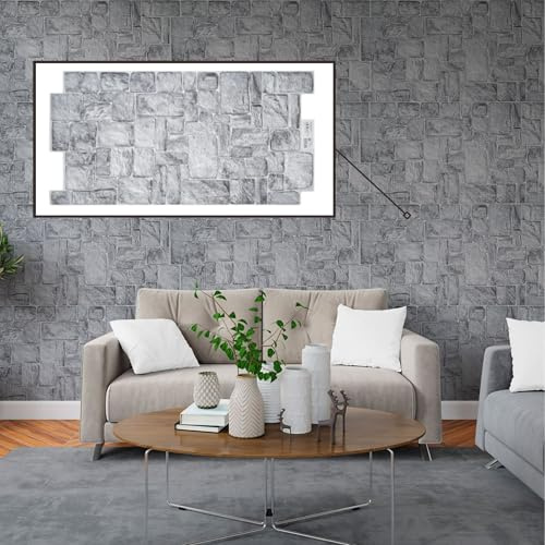Untitled 3D-Wandpaneele PVC | Stein Optik | 1-20 Platten - 0.5-10 m² | Für Wohnzimmer, Küche & Bad | Einfache DIY-Montage (1, Graustein)