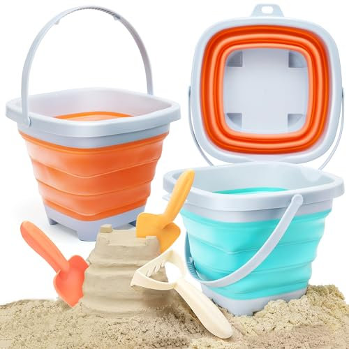 OR OR TU Sandspielzeug Set Junge Mädchen 6 Stück Leicht zu Transportieren Sandkasten Spielzeug Silikon Faltbarer Eimer Kinder Sandschaufel ab 3 4 5 6 7 8 Jahr Reisen Geschenke