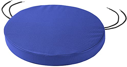 SOFTILLO Round Bistro Circular Chair Cushion with Seat Ties – 40cm, Indoor and Outdoor Furniture Seating, Water-Resistant Polyester, Patio, Kitchen Dining, Lawn & Garden - Blue