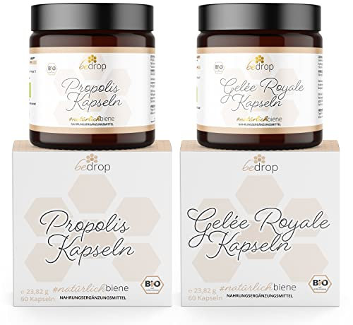bedrop | Bio Propolis & Gelée Royale Kapseln im Set | 2x 60 Kapseln, 100% Imker-Qualität - Bio-Qualität, Reine Qualität, einfache Anwendung
