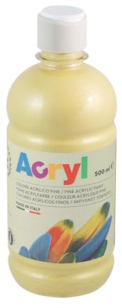 Morocolor PRIMO Acryl, 1 Flasche mit 500 ml feiner Acrylfarbe, Gold, deckend und Leuchtend, ausgestattet mit Dosierkappe