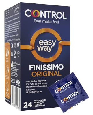 Control Preservativos Easy Way Finissimo, Caja de 24 Condones Fácil de Poner, Lubricados, Sexo Seguro, Preservativos Ajuste Óptimo, 24 ud (Pack ahorro)