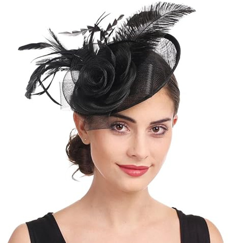 XINCHIA Dam Blomma Fjäder Fascinator Hatt Slöja Nät Pannband Klämma Pillerlåda Bröllop Brud Hårklämma Huvudbonad Topp Race Ascot Cocktail Te Party Huvudbonader Bowler Bankett