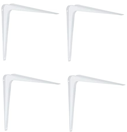 Gedotec Regalträger Metall Regalkonsole 350 mm Stahlblech-Konsole für Wandregale | Regalhalter für die Wand-Montage | 4 Stück - Stahl weiß beschichtet | Winkel-Konsole für Bücher-Regale & Tablare
