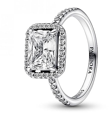 Pandora Timeless Ring rechteckiger funkelnder Halo, Sterlingsilber, mit klarem Cubic Zirkonia