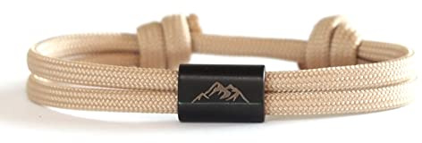 myGreta Bergsteiger Gravur Armband mit Berg, Wandern, Alpen, Bergsteigen, personalisiertes Segeltauarmband, Gipfelstürmer, Edelstahl