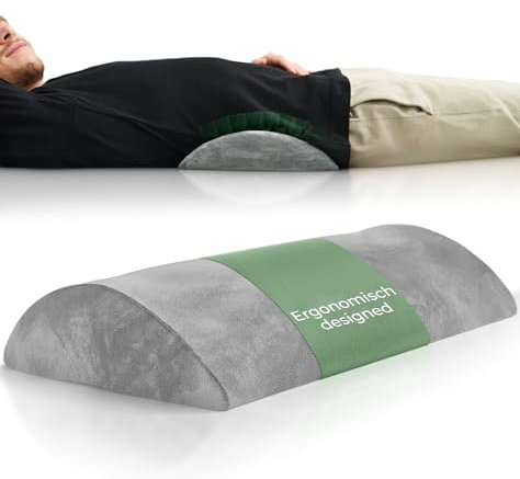 Ergonomisches Lendenwirbelkissen für Bett & Sofa - Lendenkissen zur Rückenstütze im Liegen - Lordosekissen für die Lendenwirbelsäule - Rücken Lendenstützkissen, Lumbar Support Pillow - GRAU