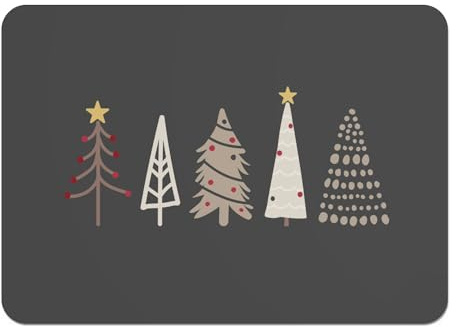 Fabulous Set von 4 flexiblen Tischsets mit Korkunterseite Schwarz - Weihnachtsbäume Winter Geschenk Weihnachtsmann - Großformat 39,5 x 28,5 cm