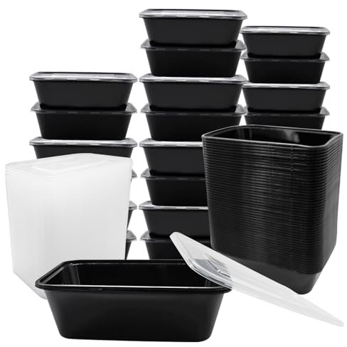 Hioph Lot de 25 boîtes de rangement alimentaires réutilisables en plastique avec couvercles, boîtes de rangement pour réfrigérateur, boîtes de conservation des aliments réutilisables pour micro-ondes