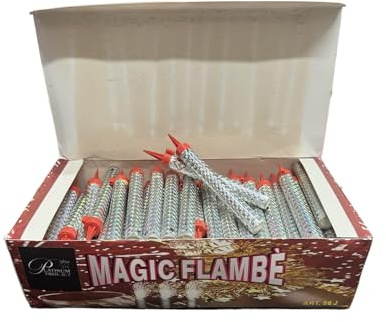 100 CANDELINE MAGIC FLAMBE PARTY TORTA CANDELOTTI 12Cm categoria F1 (USO INTERNO ED ESTERNO) PLATINUM PIROTECNICA