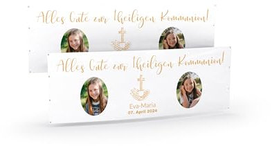 Kommunion Konfirmation Deko für Jungen und Mädchen I Banner selbst gestalten I Personalisierte Wand Dekoration mit Foto