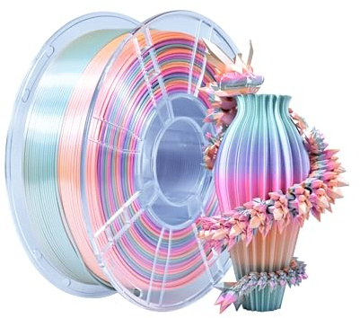iBOSS Multicolor PLA+ Filament 1,75 mm, seidener Farbverlauf 3D-Druckerfilament, schneller Regenbogen-Farbwechsel, passend für die meisten 3D-Drucker, ±0,02 mm, 1 kg/2,2 Pfund, Bonbon-Regenbogen