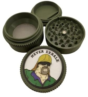 Mike Nolan - Big LEZ Show - Never Exhale - Herb Grinder - Judge Grinda - 3D Printed (Dark Green, Catcher)