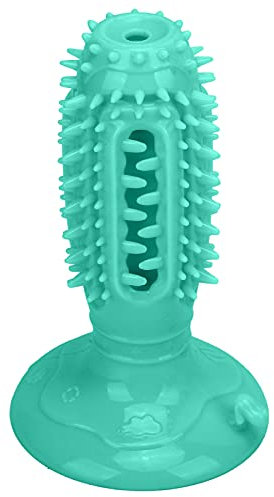 Qukaim Hundespielzeug aus Naturkautschuk, bissfest, Zahnbürste für Haustiere, Zahnpflege und Zahntraining, Seeblau