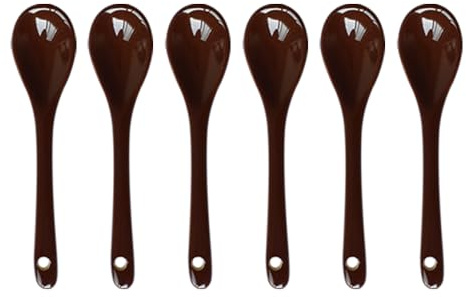 Pirhosigma 6 cucchiai in porcellana marrone per uova, cucchiaini in ceramica, 11,9 cm, cucchiaini da caffè, dessert, yogurt, tè lattiginoso