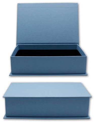 NEUSER PAPIER Geschenkbox mit Klappdeckel - 1 Stück - DIN A5 - Graublau bezogen - innen schwarz kaschiert - 245 x 165 x 65 mm - Aufbewahrungsschachtel