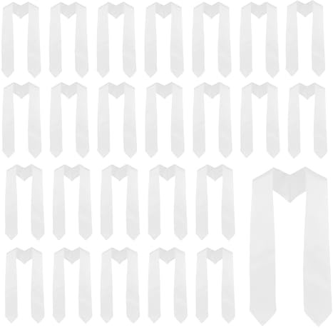 UIALECG 25-Piece Graduation Stole, Unisex Adult Plain Grad Stole, 72 Inches, White