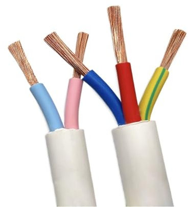 Flexible Cable,Electrical Flex Cable,5 Meters White Sheathed Cable 2 Core 3 Core 4 Core 0.75mm 2.5mm Waterproof Copper Electrical Wire Connector Loom(0.75mm 4 Cores)