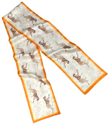GIMIRO Satin Seidenschal Doppelschichten 150 x 16cm Krawatte Blumen Taillengürtel für Blazer, Mantel, Kleid
