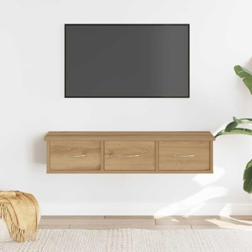 Myheimly Wand Schubladenregal mit 3 Schubladen Wandregal Wandschrank Hängeschrank Wandgarderobe Hängeregal Holzwerkstoff Eiche handwerklich