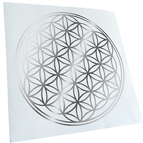 Kiwistar - Autoaufkleber - Chrom - 10x10cm Blume des Lebens Baum Aufkleber für Auto, Laptop, Fahrrad, LKW, Motorrad Mehrfarbig JDM Decal Racing