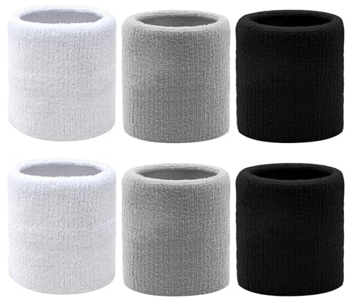Flintronic Handledsrem för sport, 6 sportarmband, handledsstöd, absorberande svettband gym/tennis/löpning/basket
