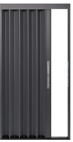 Puerta de concertina plegable plisada para ahorrar espacio, interior de 61 x 178 cm de ancho, panel negro de 66 x 203 cm, fácil instalación