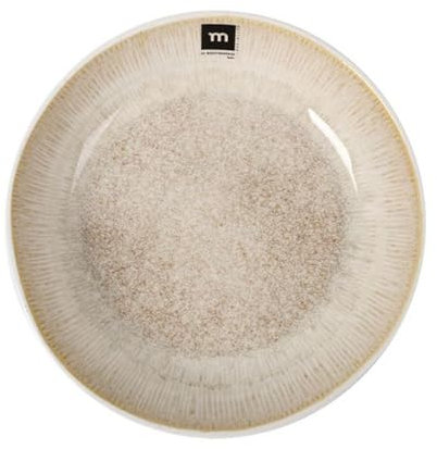 Assiettes de table pour 18 pièces rondes et empilables, creuses, SUSAN, 22 x 4,7 cm, plat à soupe et pâte en porcelaine beige