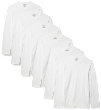 Amazon Essentials Magliette Intime a Girocollo vestibilità Aderente Uomo, Confezione da 6, Bianco, L