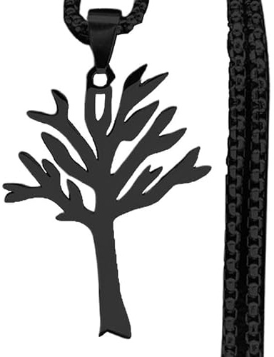 Wryhaul Leafless Baum Halskette, Baum des Lebens Halskette, Edelstahl Leafless Baum Anhänger Halskette, Baum Choker Halskette, Baum des Lebens Anhänger Familie Baum Anhänger Halskette (Schwarz)