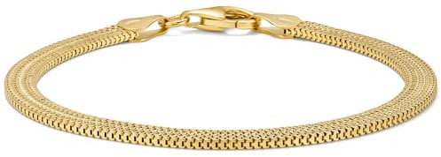 MIORE Schmuck Damen, Armband Damen Silber 18K Vergoldet, Mesh Armband Silber Vergoldet, 925 Sterling Silber, Armkette Frauen 19cm, Hypoallergen & Handgemacht in Italien, Geliefert mit Schmuckkästchen