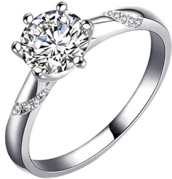 Tolldek 750 Weißgold Solitärring, Moissanit Klassiker Verlobungsring, 18K Diamantring Echter Schmuck, 51 (16.2)