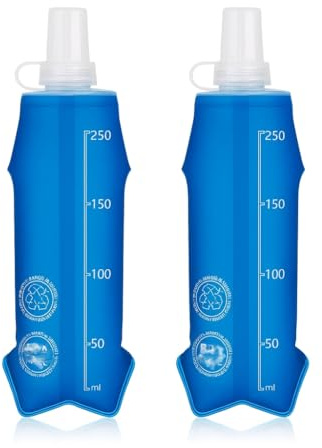 GNHG 2 Pièces Flasque Running 250ml Souple et Pliable – Gourde Réutilisable en Silicone Alimentaire Sans BPA pour Course à Pied, Randonnée, Camping, Cyclisme, Voyage et Sport Outdoor