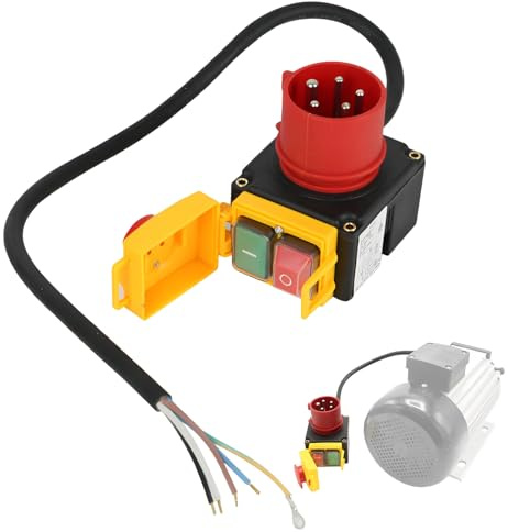 Vaskula Interrupteur électromagnétique étanche Commutateur triphasé 400V Disjoncteur de Protection avec Couverture Interrupteur D'urgence du pour Les Scies Table Perceuse électrique