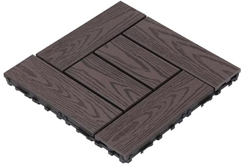11.8 Interlocking Deck Tiles Durable Plastic Wood Flooring Balcony Garden Patio Decor Outdoor DIY,Chocolate Color,36PCS