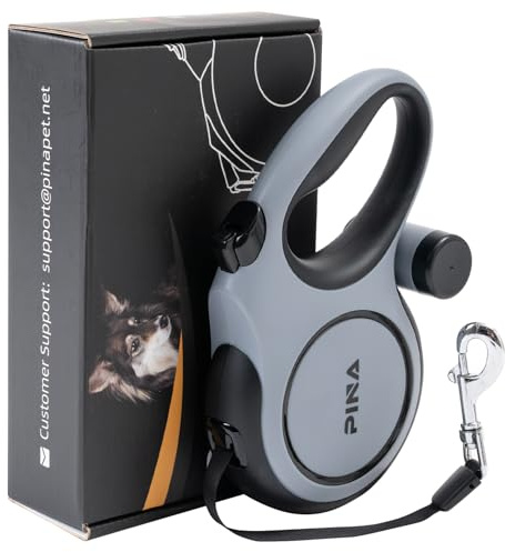 PINA Upgraded Retractable Dog Leash, 26 ft Dog Leash for Small Medium Large Dogs Up to 110lbs, Heavy Duty Reflective Nylon Tape 360° Tangle-Free, with Anti-Slip Handle, One-Handed Brake, Pause, Lock