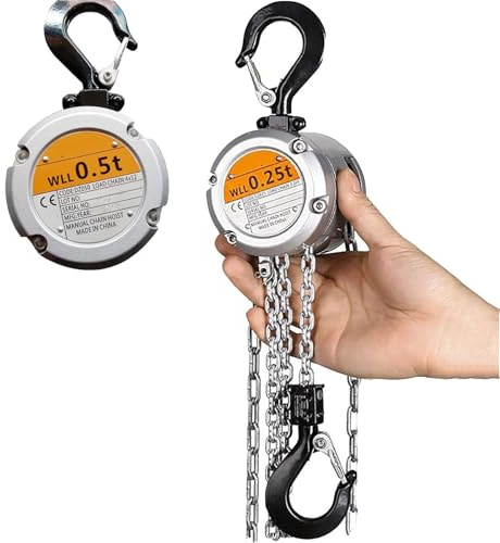 Manual Chain Hoist with Heavy Duty Hooks, 500kg Capacity for Efficient Lifting and Moving Goods