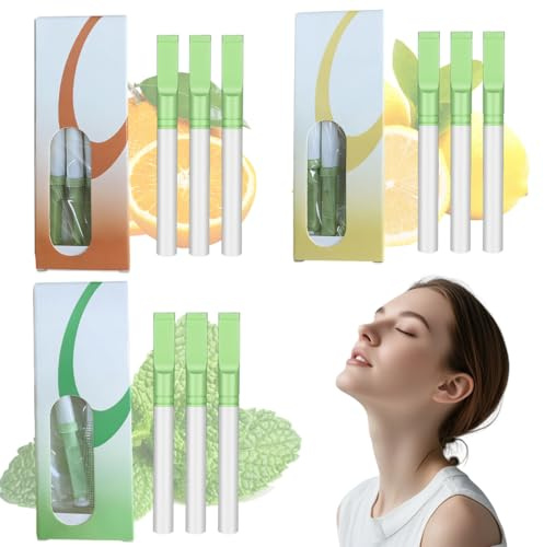 PYEUIFT Set de 9 Inhaladores para Dejar de Fumar – Cigarrillo Falso sin Nicotina con 3 Aromas (Menta, Limón, Naranja) – Ayuda Natural para Dejar el Tabaco y Limpiar los Pulmones