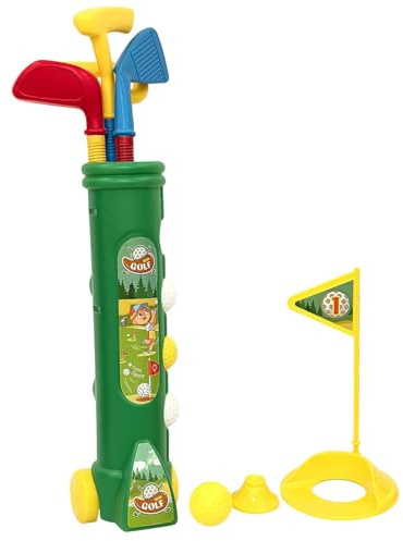 Livhome 12-Piece Colourful Kids Golf Set, Lightweight Toddler Golf for Ages 3+, Mini Golf Set with Clubs, Trolley, Balls & Flag, Safe Toy Golf for Kids’ Outdoor Play, Garden, Beach, or Family Fun