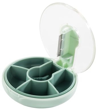 mophrati Scatola divisoria per pillole ABS PC portatile in acciaio Per inox affettatrice sigillata per tablet divisori per ufficio e viaggi d'affari, verde chiaro