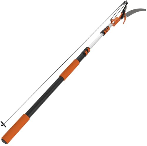 SISUPASSIE 7.2m Telescopic Tree Pruner & Lopper 2 in 1, Retractable & Extendable Pole Saw Long Reach for Branches, Professional Tree Saw with Sturdy Extension Pole for High Branches