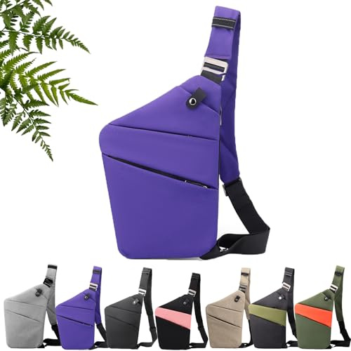 2026 Nuovo Unisex Borsa Antifurto Intelligente Donna, Piatta E Invisibile Sotto La Giacca, Borsa Multifunzionale Alla Moda, Per Viaggi E Quotidiano (Viola, Spalla sinistra)