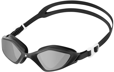 TRI-FIT Prisbelönta simglasögon för vuxna | avancerade antidimbehandlade linser | 100 % UVA/UVB-skydd | anpassad 3D TPE-packning | TPE näsbro | designad för män och kvinnor (RAPID-X - svart/silver)