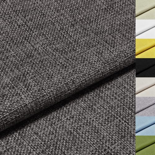 Hengrongshen Leinenstoff Dunkelgrau 250 cm x 148 cm, Polsterstoff Möbelstoff Meterware, 350g/㎡, Abriebfester Strukturstoff, ideal zum Beziehen von Möbeln, Vorhangstoff, Sofa und Stühlen