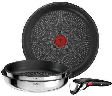 Tefal - Ingenio Comfort Max Batterie de cuisine - Antiadhésif - 4 pièces | Poêle et casserole induction empilables - Poignée amovible brevetée - Revêtement antiadhésif