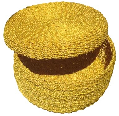 Green Breeze Imports Yellow Handmade Abaca Tortilla Basket