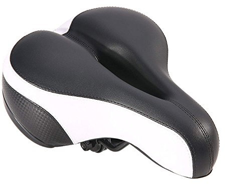 TentHome Sattel Fahrradsattel Bequem Cityradsättel Hohl Fahrradsitz Gepolstert mit Federn Reflektierendem Streifen Mountainbike Rennrad Touren für Damen Herren Schwarz-Weiß